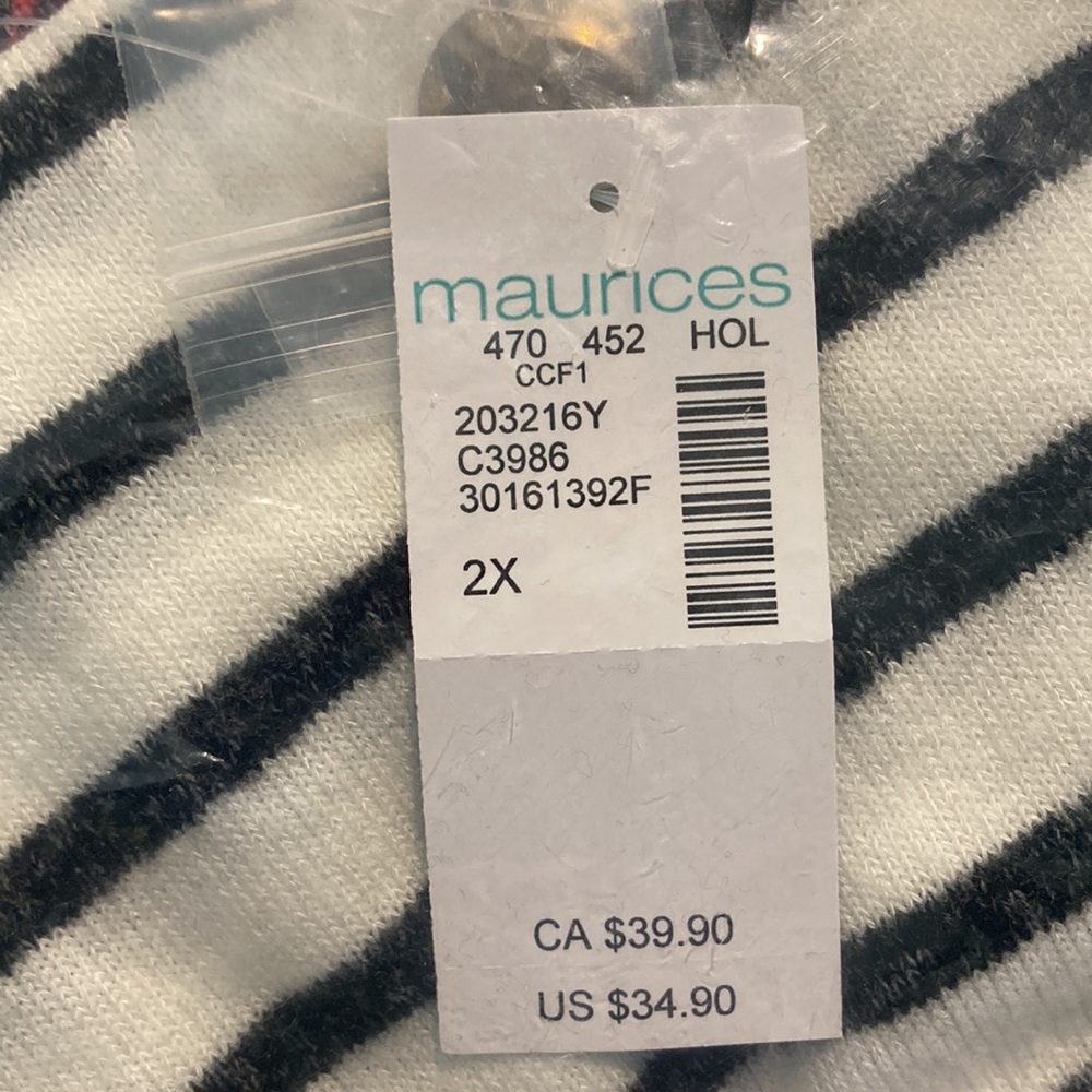 Maurices Women’s Plus Size Striped Front Knot Button Mixer Tee - Size 2x - Picture 5 of 5